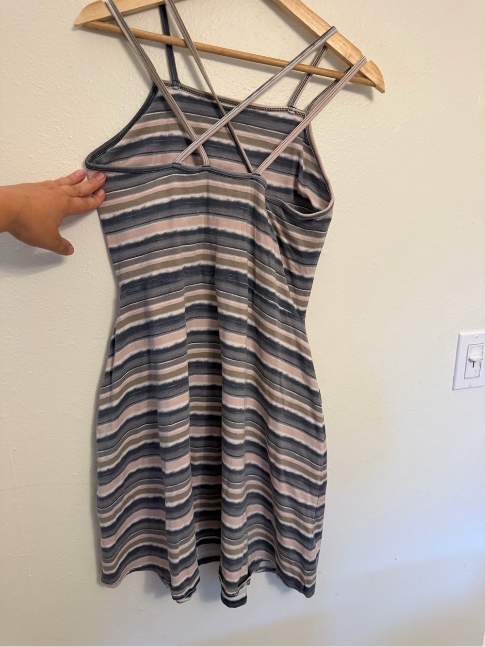 Pact Striped Mini Dress in Blue and Cream with Taupe - Picture 4 of 8